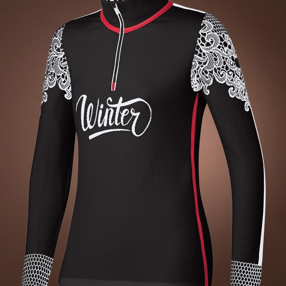 Newland Euporia 1/2 zip pullover featuring a black design with "Winter"
